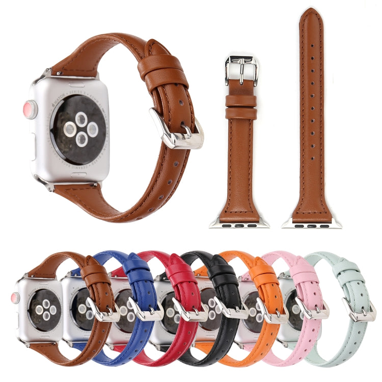 Simple Fashion Genuine Leather T Type Watch Band for Apple Watch Series 3 & 2 & 1 42mm(Pink) - Watch Bands by buy2fix | Online Shopping UK | buy2fix