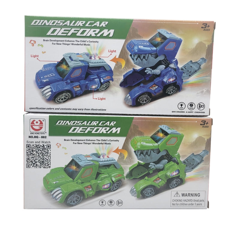 HG-882 Electric Dinosaur Deformation Car Toy Universal Light Music Toy (Green) - Music Toys by buy2fix | Online Shopping UK | buy2fix