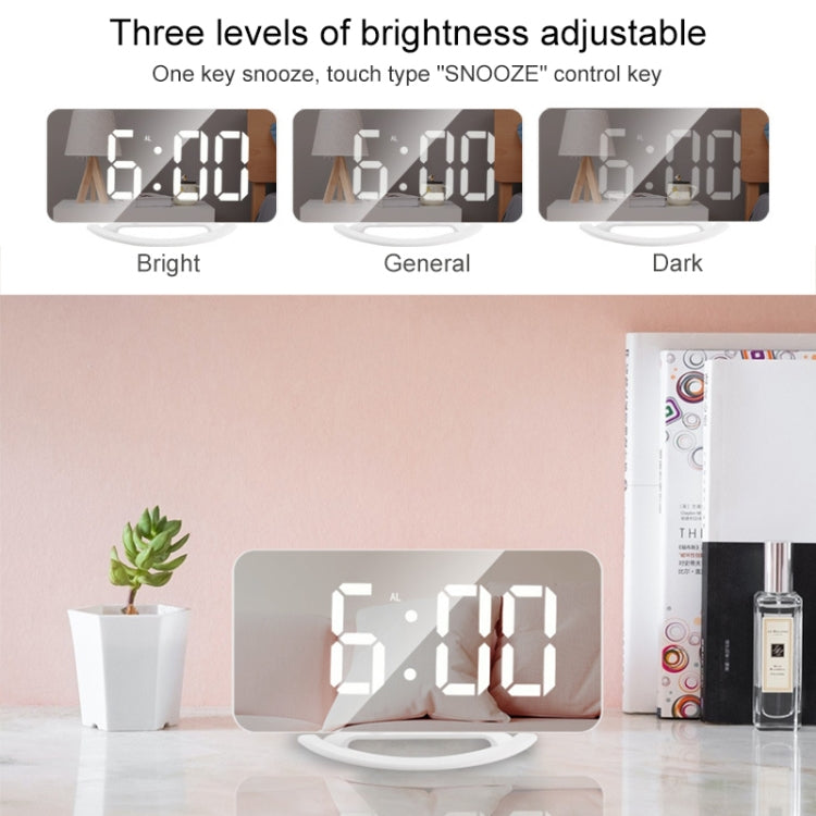 TS-8201-W Multifunctional LED Makeup Mirror Desk Clock Automatic Photosensitive Electronic Alarm (White) - Alarm Clocks by buy2fix | Online Shopping UK | buy2fix