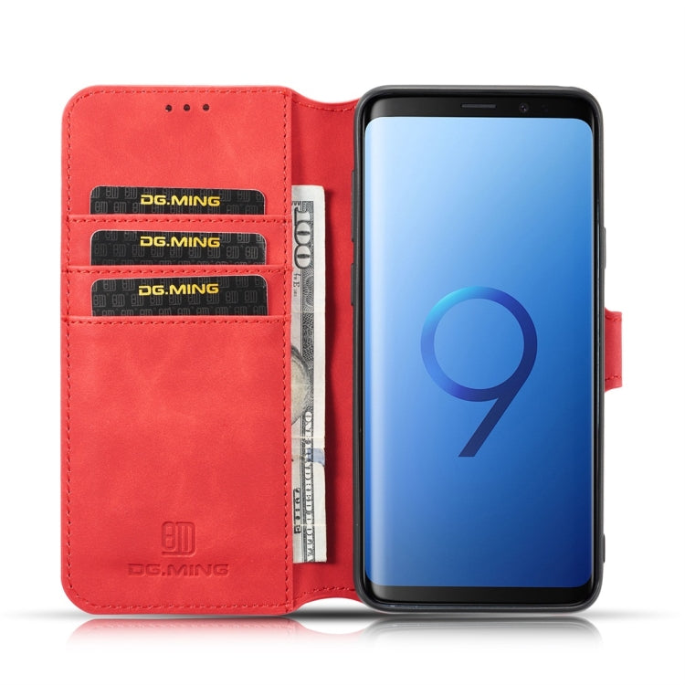 DG.MING Retro Oil Side Horizontal Flip Case with Holder & Card Slots & Wallet for Galaxy S9+(Red) - Galaxy Phone Cases by DG.MING | Online Shopping UK | buy2fix