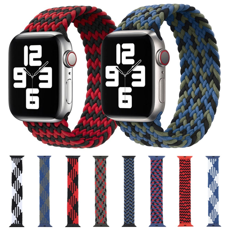 Plastic Buckle Mixed Color Nylon Braided Single Loop Watch Band For Apple Watch Ultra 49mm&Watch Ultra 2 49mm / Series 9&8&7 45mm / SE 3&SE 2&6&SE&5&4 44mm / 3&2&1 42mm, Size:M(Checkered Red Black) - Watch Bands by buy2fix | Online Shopping UK | buy2fix