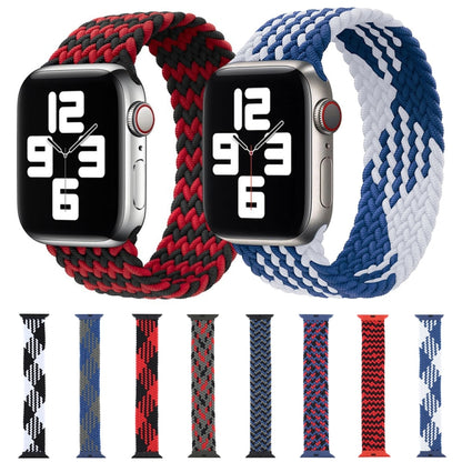 Plastic Buckle Mixed Color Nylon Braided Single Loop Watch Band For Apple Watch Ultra 49mm&Watch Ultra 2 49mm / Series 9&8&7 45mm / SE 3&SE 2&6&SE&5&4 44mm / 3&2&1 42mm, Size:XL(Camouflage Red) - Watch Bands by buy2fix | Online Shopping UK | buy2fix