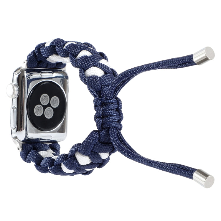 Braided Umbrella Cord Watch Band For Apple Watch Ultra 49mm&Watch Ultra 2 49mm / Series 9&8&7 45mm / SE 3&SE 2&6&SE&5&4 44mm / 3&2&1 42mm(Dark Blue) - Watch Bands by buy2fix | Online Shopping UK | buy2fix