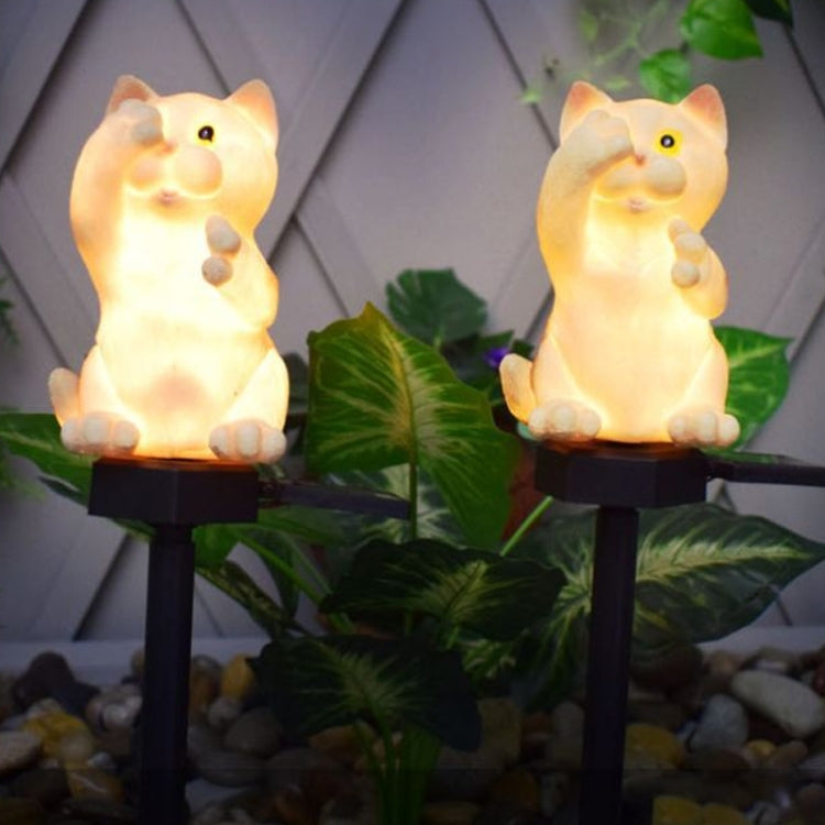 Solar Powered Resin Cat Shape Landscape Light Outdoor LED Garden Lawn Light(Grey-C) - Solar Lights by buy2fix | Online Shopping UK | buy2fix