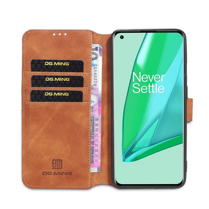 For OnePlus 9 Pro DG.MING Retro Oil Side Horizontal Flip Leather Case with Holder & Card Slots & Wallet(Brown) - OnePlus Cases by DG.MING | Online Shopping UK | buy2fix