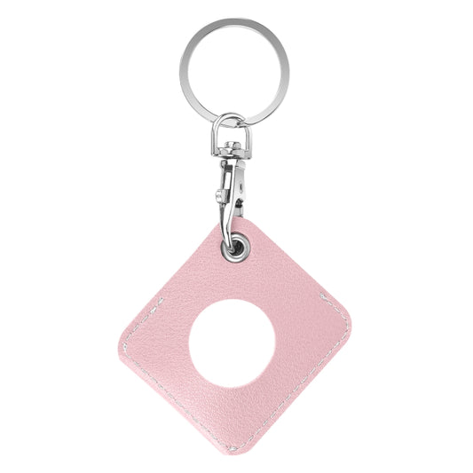 Square PU Leather Case Shockproof Anti-scratch Protective Cover with Keychain Ring Loop For AirTag(Cream Pink) - Key Chain Series by MOMAX | Online Shopping UK | buy2fix