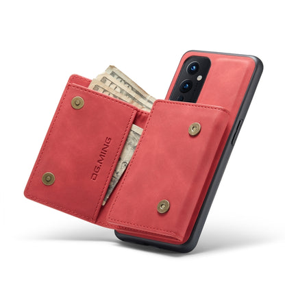 For OnePlus 9 (EU/NA) DG.MING M1 Series 3-Fold Multi Card Wallet  Back Cover Shockproof Case with Holder Function(Red) -  by DG.MING | Online Shopping UK | buy2fix