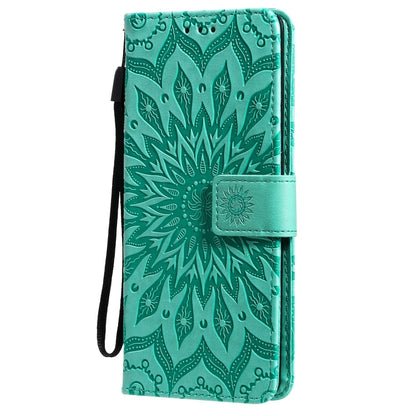 For OPPO Reno6 Pro 5G Sun Embossing Pattern Horizontal Flip Leather Case with Card Slot & Holder & Wallet & Lanyard(Green) - OPPO Cases by buy2fix | Online Shopping UK | buy2fix