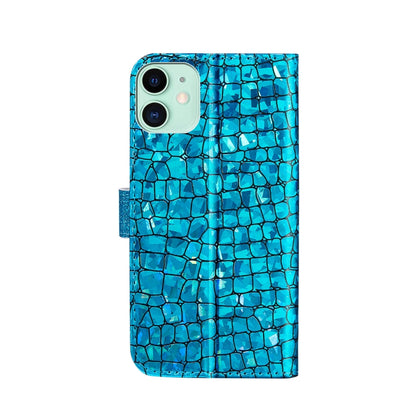 For iPhone 13 mini Laser Glitter Powder Matching Crocodile Texture Horizontal Flip Leather Case with Card Slots & Holder & Wallet (Blue) - iPhone 13 mini Cases by buy2fix | Online Shopping UK | buy2fix