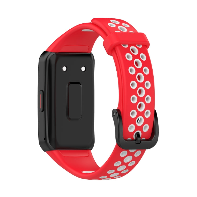 For Huawei Band 6 / Honor Band 6 Universal Two-color Breathable Silicone Watch Band(Red White) - Watch Bands by buy2fix | Online Shopping UK | buy2fix