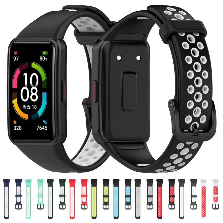 For Huawei Band 6 / Honor Band 6 Universal Two-color Breathable Silicone Watch Band(Black Grey) - Watch Bands by buy2fix | Online Shopping UK | buy2fix