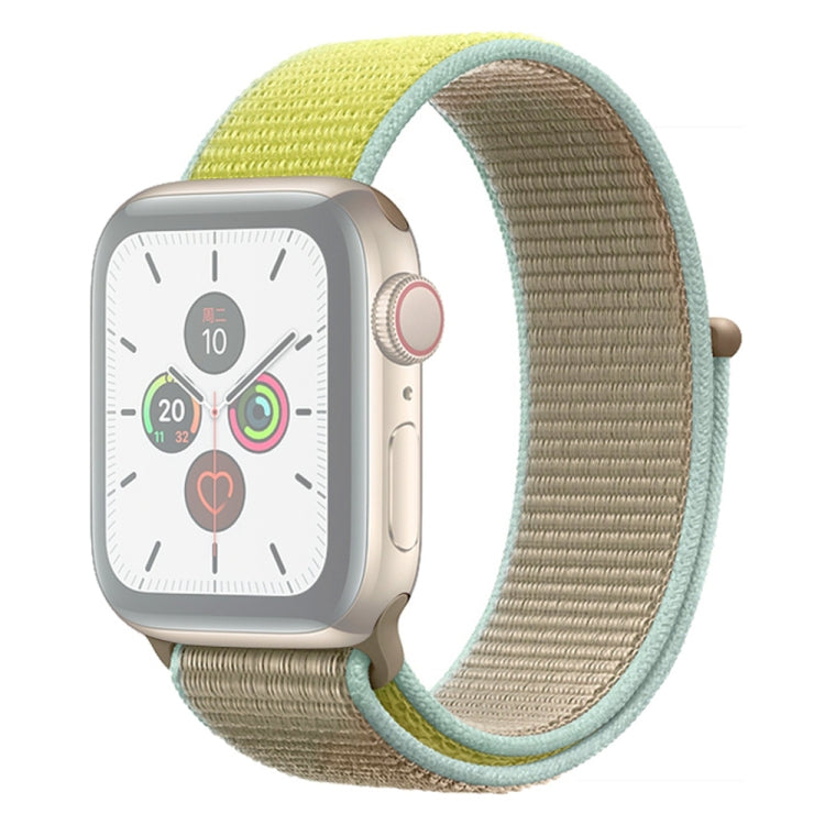 For Apple Watch Series 7 45mm / 6 & SE & 5 & 4 44mm / 3 & 2 & 1 42mm Color Matching Nylon Watch Band(Green + Baby Blue) - Watch Bands by buy2fix | Online Shopping UK | buy2fix