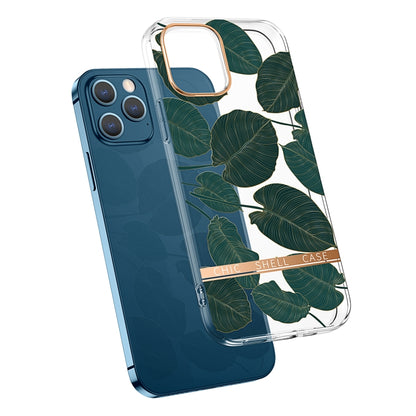 For iPhone 11 High Translucent Electroplating Flower Pattern TPU + PC Shockproof Case (Banana Leaf) - iPhone 11 Cases by buy2fix | Online Shopping UK | buy2fix