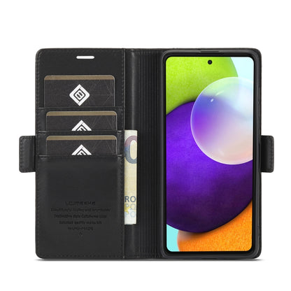 For Samsung Galaxy A52 5G / 4G LC.IMEEKE Magnetic Buckle PU + TPU Horizontal Flip Leather Case with Holder & Card Slots & Wallet(Black) - Galaxy Phone Cases by LC.IMEEKE | Online Shopping UK | buy2fix