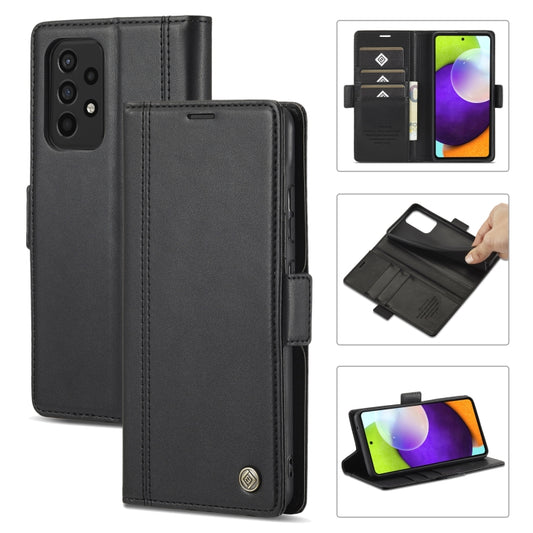 For Samsung Galaxy A72 5G / 4G LC.IMEEKE Magnetic Buckle PU + TPU Horizontal Flip Leather Case with Holder & Card Slots & Wallet(Black) - Galaxy Phone Cases by LC.IMEEKE | Online Shopping UK | buy2fix