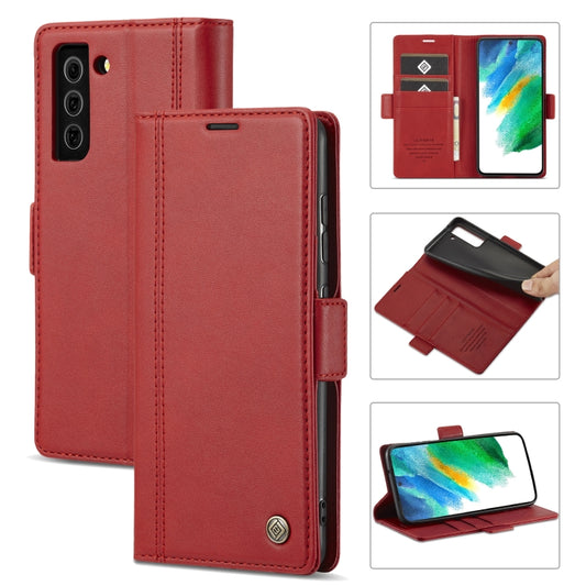 For Samsung Galaxy S21+ 5G LC.IMEEKE Magnetic Buckle PU + TPU Horizontal Flip Leather Case with Holder & Card Slots & Wallet(Red) - Galaxy S21+ 5G Cases by LC.IMEEKE | Online Shopping UK | buy2fix