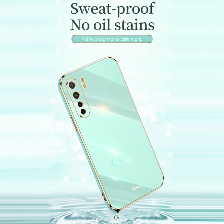 For OPPO A91 XINLI Straight 6D Plating Gold Edge TPU Shockproof Case(White) - OPPO Cases by XINLI | Online Shopping UK | buy2fix