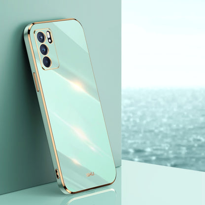 For OPPO Reno6 Pro 5G XINLI Straight 6D Plating Gold Edge TPU Shockproof Case(Mint Green) - OPPO Cases by XINLI | Online Shopping UK | buy2fix