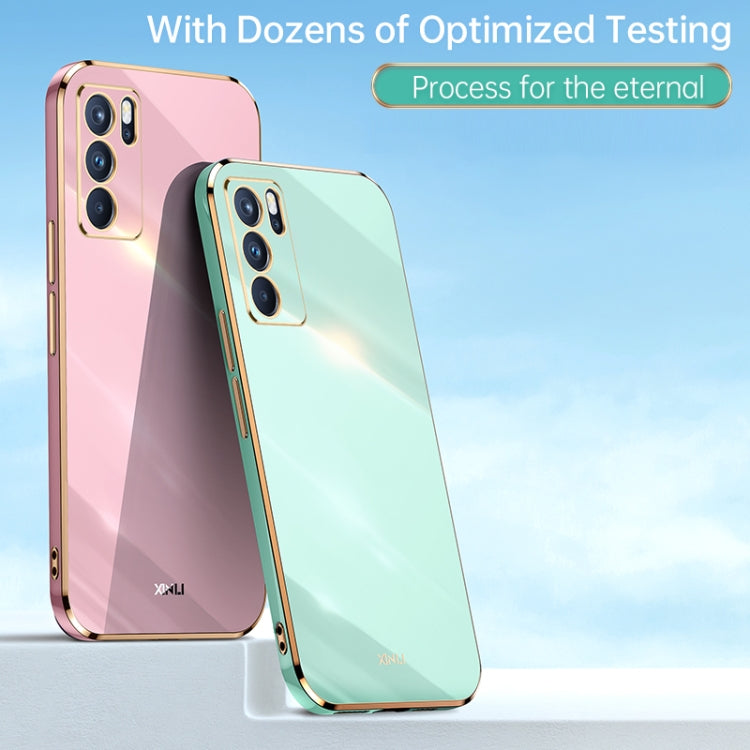 For OPPO Reno6 Pro 5G XINLI Straight Edge 6D Electroplate TPU Phone Case(Mint Green) - OPPO Cases by XINLI | Online Shopping UK | buy2fix