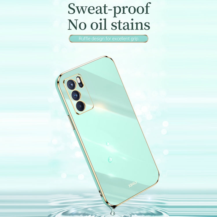 For OPPO Reno6 Pro 5G XINLI Straight Edge 6D Electroplate TPU Phone Case(Mint Green) - OPPO Cases by XINLI | Online Shopping UK | buy2fix