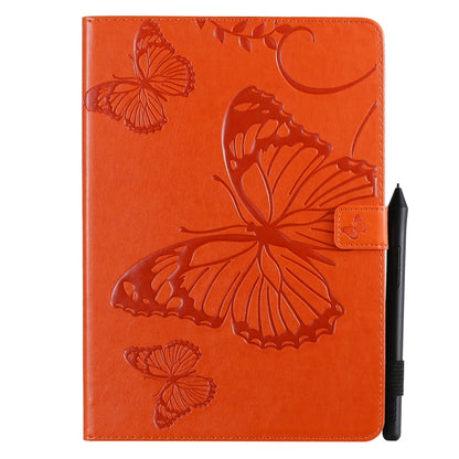 For iPad 10.2 / Pro 10.5 / Air  2019 Pressed Printing Butterfly Pattern Horizontal Flip PU Leather Case with Holder & Card Slots & Wallet & Pen Slot(Orange) - iPad Air (2019) Cases by buy2fix | Online Shopping UK | buy2fix