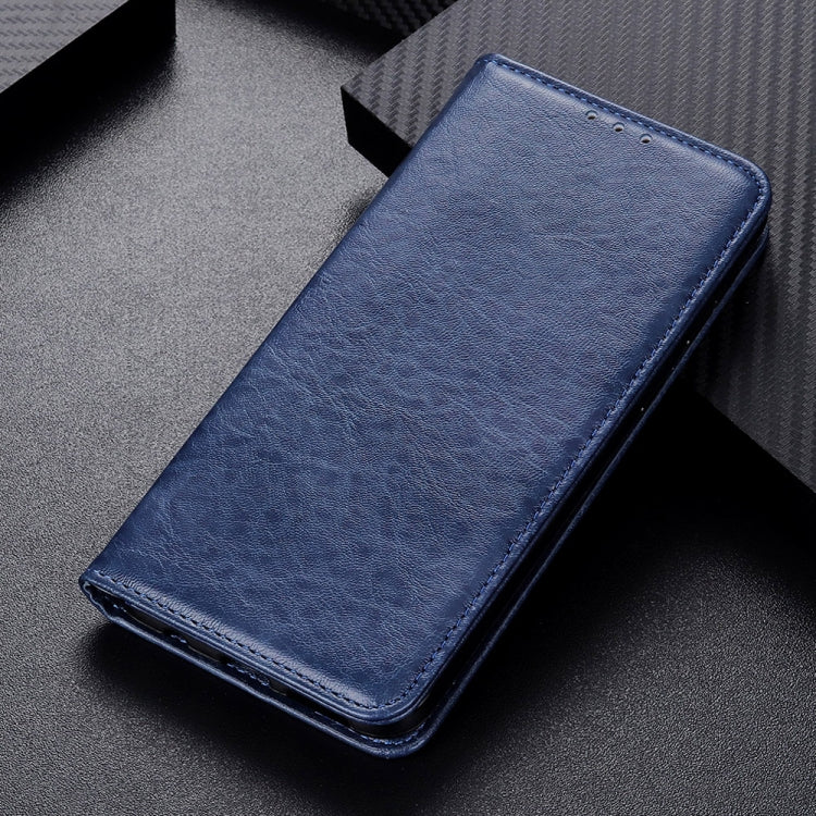 For OPPO A16 Magnetic Crazy Horse Texture Horizontal Flip Leather Case with Holder & Card Slots & Wallet(Blue) - OPPO Cases by buy2fix | Online Shopping UK | buy2fix