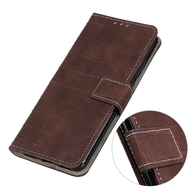 For OPPO A16 Magnetic Crocodile Texture Horizontal Flip Leather Case with Holder & Card Slots & Wallet(Brown) - OPPO Cases by buy2fix | Online Shopping UK | buy2fix