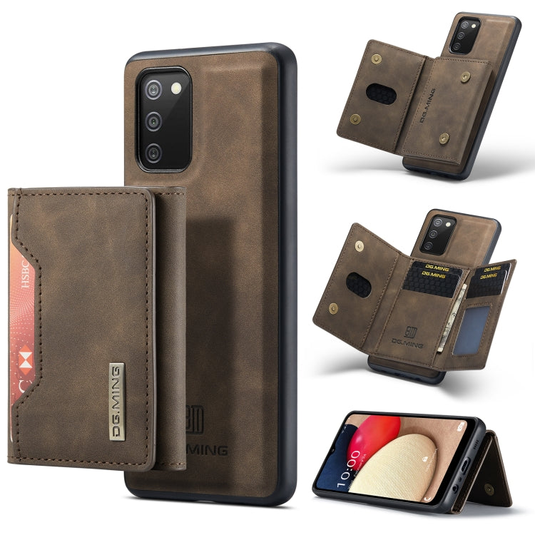 For Samsung Galaxy A02s DG.MING M2 Series 3-Fold Multi Card Bag Back Cover Shockproof Case with Wallet & Holder Function(Coffee) - Galaxy Phone Cases by DG.MING | Online Shopping UK | buy2fix