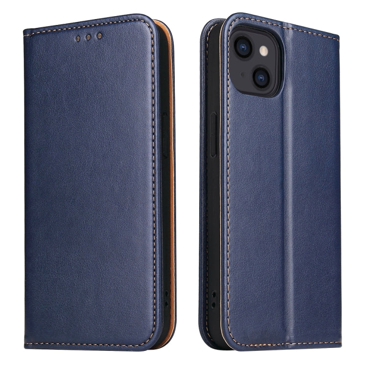 For iPhone 13 Fierre Shann PU Leather Texture Horizontal Flip Leather Case with Holder & Card Slots & Wallet(Blue) - iPhone 13 Cases by FIERRE SHANN | Online Shopping UK | buy2fix