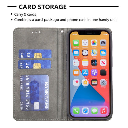 For iPhone 13 Pro Rhombus Texture Horizontal Flip Magnetic Leather Case with Holder & Card Slots (Grey) - iPhone 13 Pro Cases by buy2fix | Online Shopping UK | buy2fix