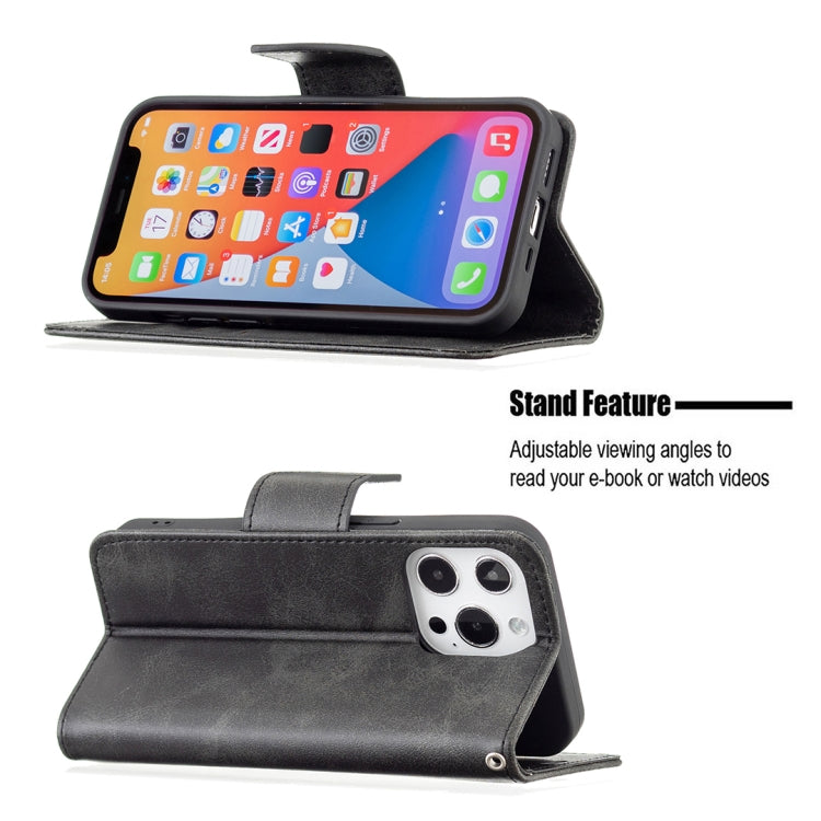 For iPhone 13 mini  Retro Lambskin Texture Pure Color Horizontal Flip PU Leather Case, with Holder & Card Slots & Wallet & Lanyard(Black) - iPhone 13 mini Cases by buy2fix | Online Shopping UK | buy2fix