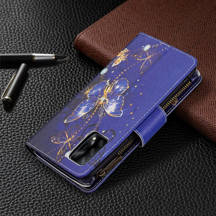 For OPPO A74 4G/F19 4G Colored Drawing Pattern Zipper Horizontal Flip Leather Case with Holder & Card Slots & Wallet(Purple Butterfly) - OPPO Cases by buy2fix | Online Shopping UK | buy2fix