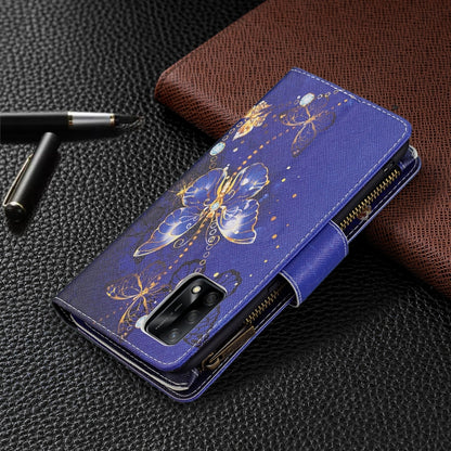 For OPPO A74 4G/F19 4G Colored Drawing Pattern Zipper Horizontal Flip Leather Case with Holder & Card Slots & Wallet(Purple Butterfly) - OPPO Cases by buy2fix | Online Shopping UK | buy2fix