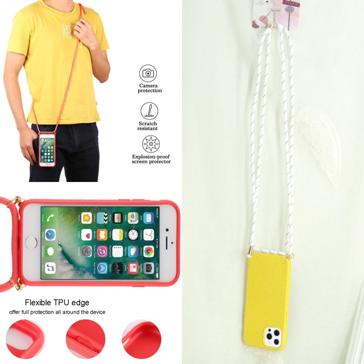 For iPhone 13 Pro Max Wheat Straw Material + TPU Shockproof Case with Neck Lanyard (Yellow) - iPhone 13 Pro Max Cases by buy2fix | Online Shopping UK | buy2fix