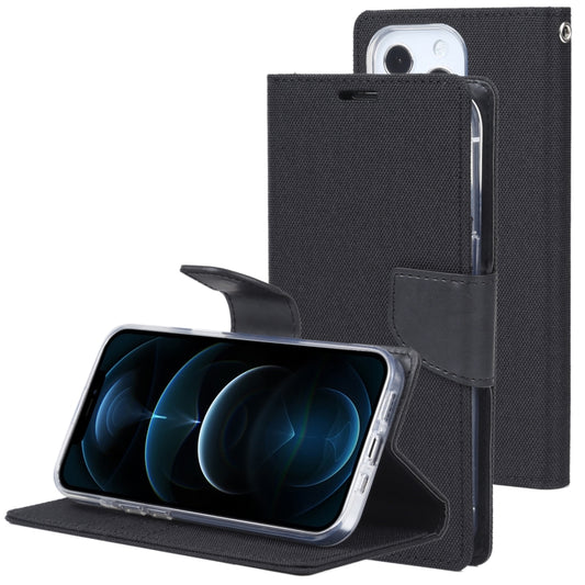 For iPhone 13 Pro GOOSPERY CANVAS DIARY Cross Texture Horizontal Flip Leather Case with Holder& Card Slots & Wallet (Black) - iPhone 13 Pro Cases by GOOSPERY | Online Shopping UK | buy2fix