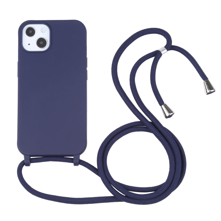 For iPhone 13 Candy Colors TPU Protective Case with Lanyard(Dark Blue) - iPhone 13 Cases by buy2fix | Online Shopping UK | buy2fix