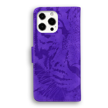 For iPhone 13 Pro Tiger Embossing Pattern Horizontal Flip Leather Case with Holder & Card Slots & Wallet (Purple) - iPhone 13 Pro Cases by buy2fix | Online Shopping UK | buy2fix