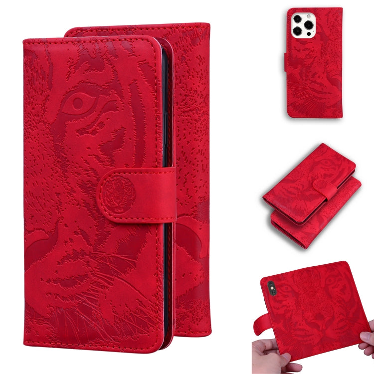 For iPhone 13 Pro Max Tiger Embossing Pattern Horizontal Flip Leather Case with Holder & Card Slots & Wallet (Red) - iPhone 13 Pro Max Cases by buy2fix | Online Shopping UK | buy2fix