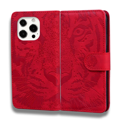 For iPhone 13 Pro Max Tiger Embossing Pattern Horizontal Flip Leather Case with Holder & Card Slots & Wallet (Red) - iPhone 13 Pro Max Cases by buy2fix | Online Shopping UK | buy2fix