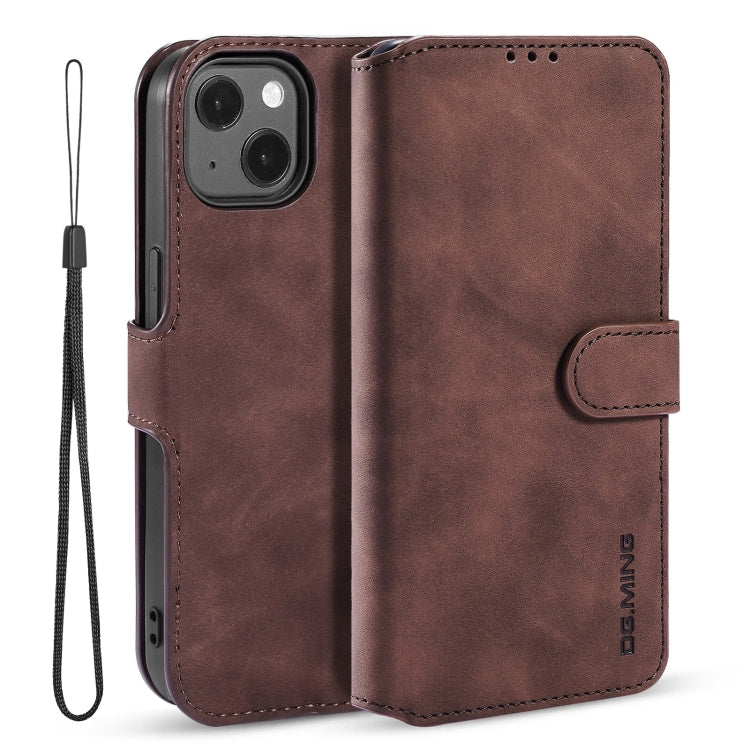 For iPhone 13 DG.MING Retro Oil Side Horizontal Flip Leather Case with Holder & Card Slots & Wallet(Coffee) - iPhone 13 Cases by DG.MING | Online Shopping UK | buy2fix