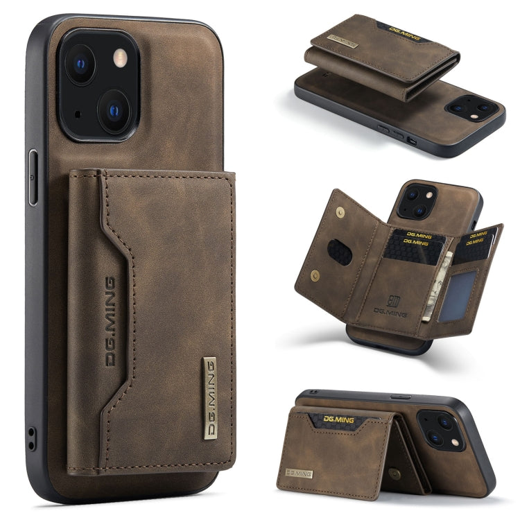 For iPhone 13 mini DG.MING M2 Series 3-Fold Card Bag Shockproof Case with Wallet & Holder Function (Coffee) - iPhone 13 mini Cases by DG.MING | Online Shopping UK | buy2fix