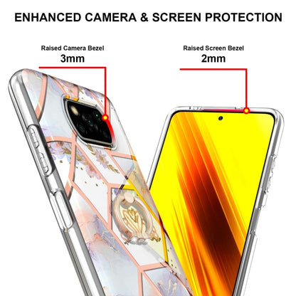 For Xiaomi Poco X3 NFC Electroplating Splicing Marble Flower Pattern TPU Shockproof Case with Rhinestone Ring Holder(Imperial Crown) - Xiaomi Cases by buy2fix | Online Shopping UK | buy2fix