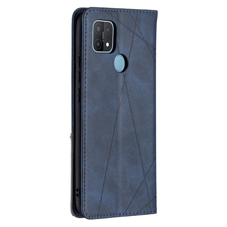 For OPPO A15 Rhombus Texture Horizontal Flip Magnetic Leather Case with Holder & Card Slots(Blue) - OPPO Cases by buy2fix | Online Shopping UK | buy2fix