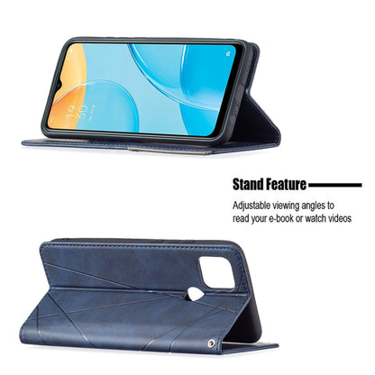 For OPPO A15 Rhombus Texture Horizontal Flip Magnetic Leather Case with Holder & Card Slots(Blue) - OPPO Cases by buy2fix | Online Shopping UK | buy2fix