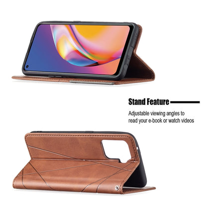 For OPPO A94 4G / Reno 5F / F19 Pro Rhombus Texture Horizontal Flip Magnetic Leather Case with Holder & Card Slots(Brown) - OPPO Cases by buy2fix | Online Shopping UK | buy2fix