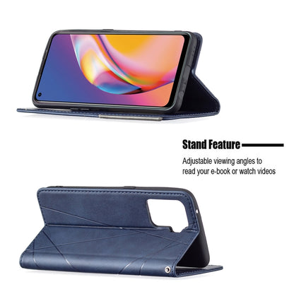 For OPPO A94 4G / Reno 5F / F19 Pro Rhombus Texture Horizontal Flip Magnetic Leather Case with Holder & Card Slots(Blue) - OPPO Cases by buy2fix | Online Shopping UK | buy2fix