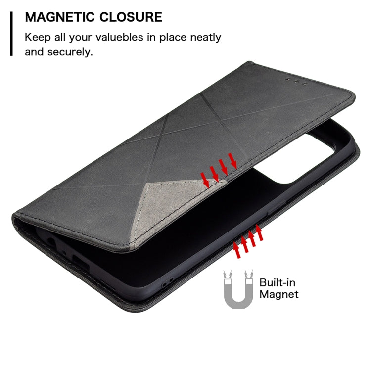 For OPPO A94 5G / F19 Pro Plus / Reno5 Z 5G Rhombus Texture Horizontal Flip Magnetic Leather Case with Holder & Card Slots(Black) - OPPO Cases by buy2fix | Online Shopping UK | buy2fix