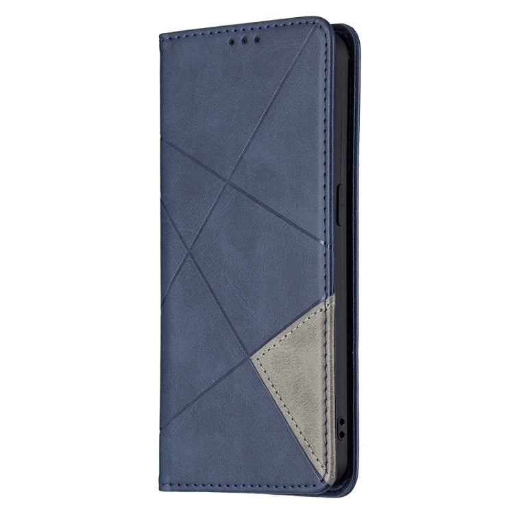 For OPPO Reno6 Rhombus Texture Horizontal Flip Magnetic Leather Case with Holder & Card Slots(Blue) - OPPO Cases by buy2fix | Online Shopping UK | buy2fix