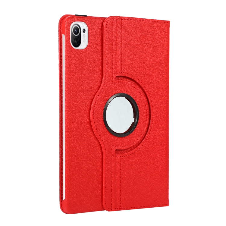 For Xiaomi Pad 5 Pro / Pad 5  360 Degree Rotation Litchi Texture Flip Leather Case with Holder(Red) - More Tablet Cases by buy2fix | Online Shopping UK | buy2fix