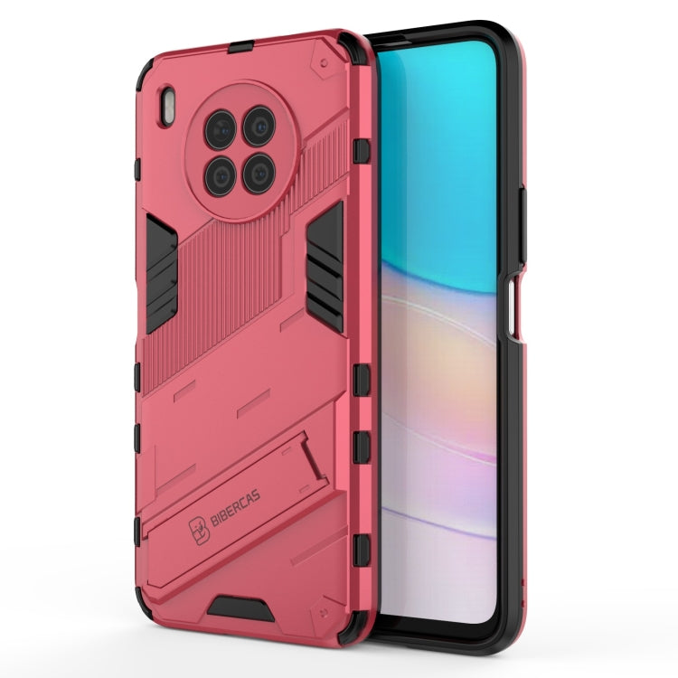 For Huawei nova 8i Foreign Version Punk Armor 2 in 1 PC + TPU Shockproof Case with Invisible Holder(Light Red) - Huawei Cases by buy2fix | Online Shopping UK | buy2fix